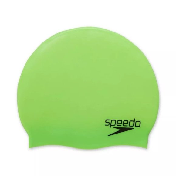 Speedo Juniors Age 6-14 Silicone Lime Green No Snag Swim Cap Latex Free Material - Picture 2 of 5
